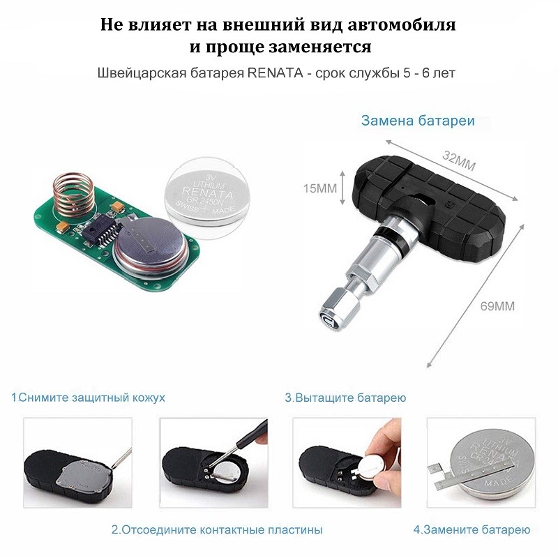 Cистема контроля давления в шинах Careud U912 для Honda